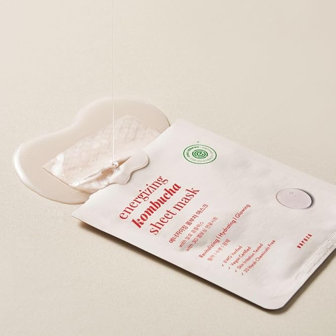 EWG Verified Kombucha Sheet Mask Lyocell 3D Snow Crystal Sheet Fermented Bifida 20 Harsh Chemicals Free Clean & Radiant Skin 5 Count
