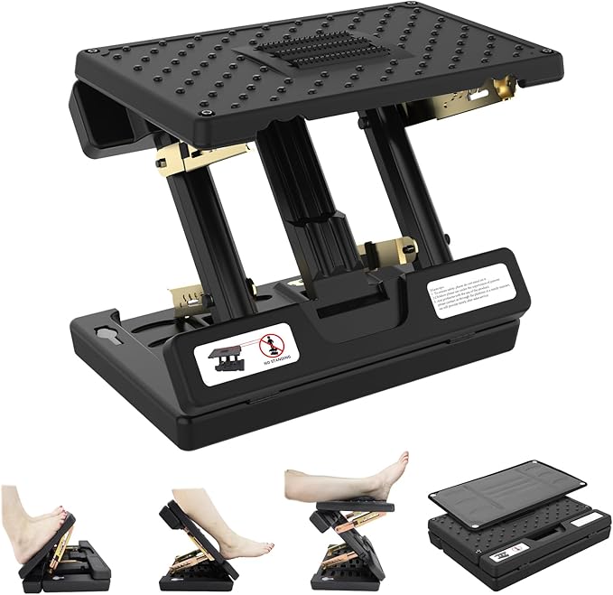 Foot Rest for Under Desk at Work, Height Adjustable footrest, with Massage Roller and Soft Pad, Foldable, Ergonomic, for Work, Office, Computer, Gaming, Metal Frame, All-Season Use(Grey)