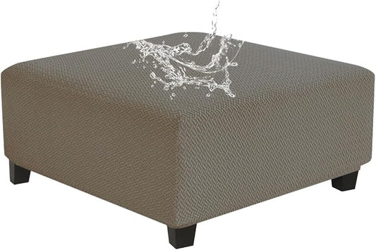 Levoberg Waterproof Square Ottoman Cover Large Square Folding Storage Ottoman Bench Slipcovers Footrest Stool Covers Oversized Ottoman Coffee Table Covers Cube with Elastic Bottom S Taupe