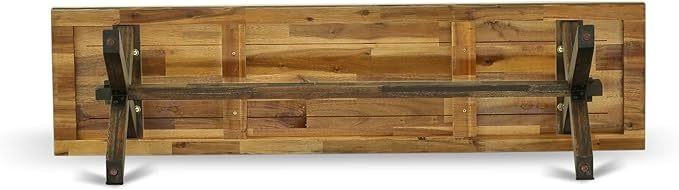 East West Furniture XB776 X-Style Modern Kitchen Bench with Wooden Seat, 60x15x18 Inch, Multi-Color