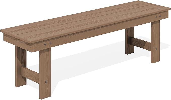 SERWALL 2-Person Outdoor Bench Backless, HDPE Outdoor Benches Weatherproof, 660 Lbs Weight Capacity, Poly Lumber Patio Furniture for Garden, Porch and Park, Brown