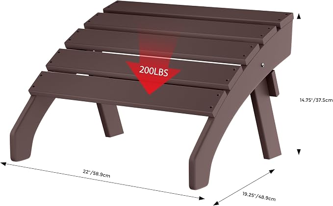Costaelm Adirondack Chair Footrest, Patio Footstool, Ottoman Outdoor Foot Rest for Patio Waterproof, Adirondack Ottoman Patio Footstool, Dark Brown