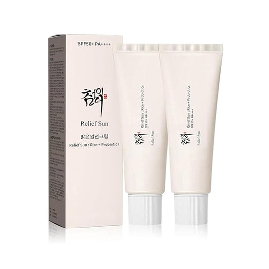 Organic Korean sunscreen, Korean Sunscreen for Face,SPF50+ PA++++ Rice and Probiotics,Korean Skin Care Solution for All Skin Types,Nourishing Protection(2 Pcs)