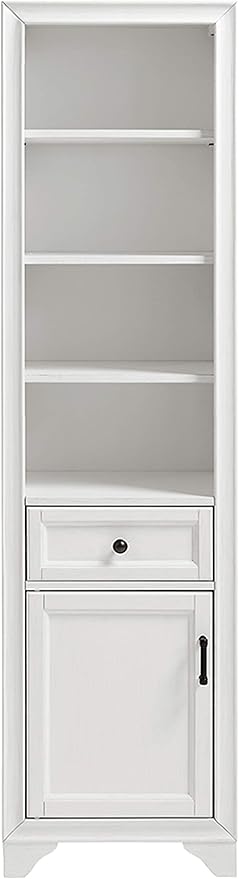 Crosley Furniture Tara Linen Storage Cabinet and Bathroom Organizer with a Drawer and Shelves, Vintage White