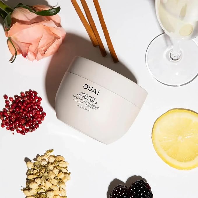 OUAI Thick Hair Mask - Deep Conditioning Hair Mask with Almond Oil, Olive Oil, & Hydrolyzed Keratin to Restore Damaged Strands - Phthalate & Paraben Free (8 fl oz)