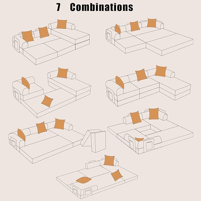 HANXIN 108" Modular Sectional Sofa,Futon Convertible Sofa Bed,Oversized Corduroy Boneless Couch for Living Room,Floor Loveseat Sleeper with Pull Out Bed,Free Combination,No Assembly Required (Black)