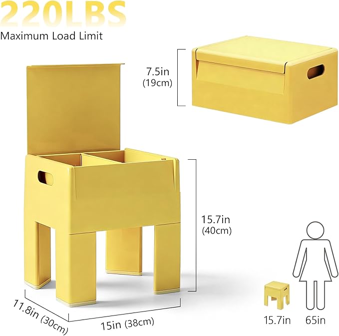 Nightstand Bedside Table with Storage Space, Multifunctional Colorful Plastic End Table Small Side Table for Bedroom, Dorm and Small Spaces, Easy Assembly(11.8" D x 15" W x 15.7" H, Yellow)