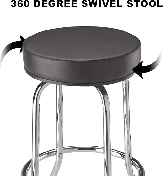 Torin ATRP6185B-1 Swivel Bar Stool: Padded Garage/Shop Seat with Chrome Plated Legs, Black