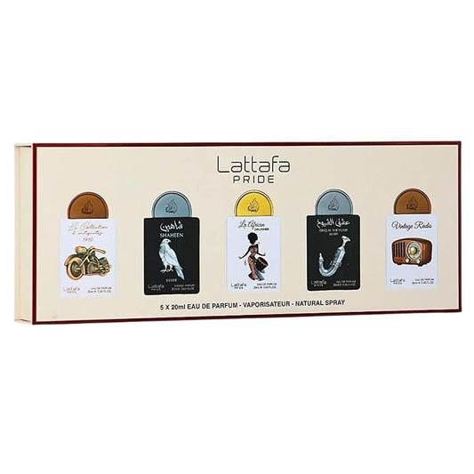 Lattafa Pride ギフトセット – 長持ちするアラビアン香水 レディースコレクション No.5 (20ml x 5本) – オードパルファム スプレー – エレガントなレディース香水 贅沢な香り – あらゆる機会に最適なプレミアムギフトボックス