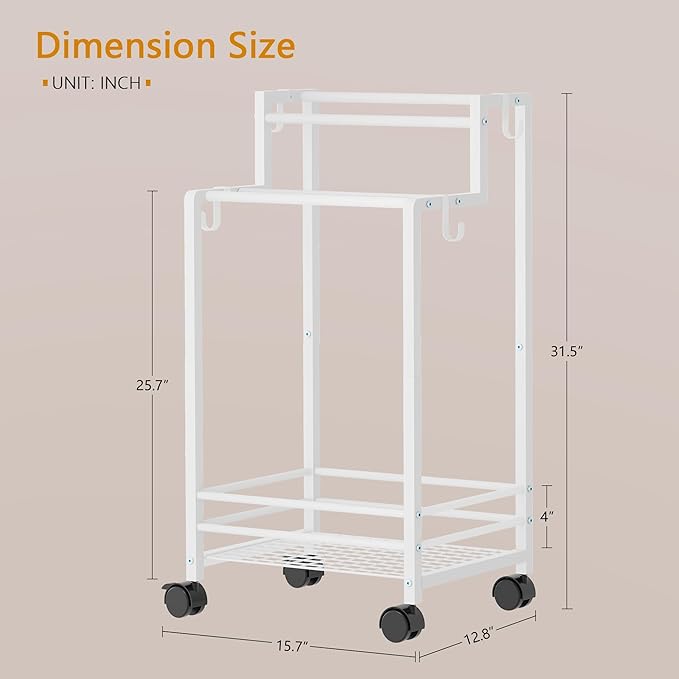 Gewudraw Free Standing Towel Rack, Pool Towel Rack, 4-Tier Blanket Stand with Shelf, Bathroom Towel Drying Rack with 4 Hooks, Rust-Resistant Drying Rack Indoor/Outdoor, White