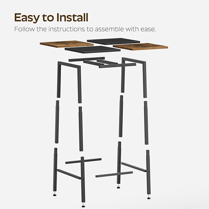 YATINEY Bar Table, Kitchen Dining Table, Bar Counter Height Table, Pub Color Matching Breakfast Table, for Dining Room, Tavern, Coffee Corner, Party, Rustic Brown and Black BT02BR