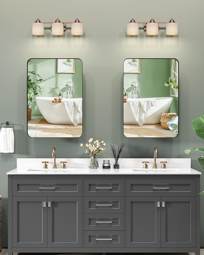 16"x24" Black Recessed Medicine Cabinet, Bathroom Surface Mount Medicine Cabinet Bathroom Mirror with Storage, Waterproof Full Body Metal, Stable and Removable 2 Metal Shelves, Easy Installation
