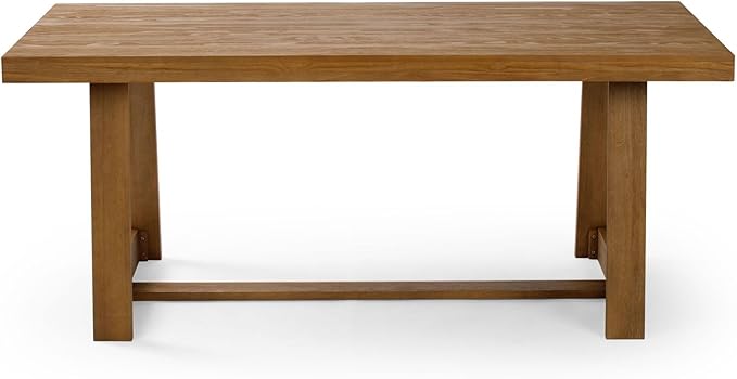 Plank+Beam 72 Inch Farmhouse Dining Table, Solid Wood Rustic Kitchen Table, Large Wooden Rectangular Dinner Table for Dining Room, Home Office, Living Room Furniture, Easy Assembly, Pecan Wirebrush