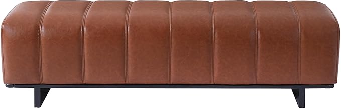 Christopher Knight Home Lamie Faux Leather Upholstered Dining Bench, Wooden Entryway Bench, Long Sofa Footstool for Living Room, Bedroom End of Bed Bench, Brown+Black