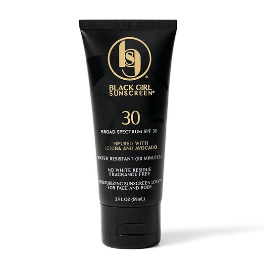 Black Girl Sunscreen SPF 30 for the Face & Body - Moisturizing Sun Protection, SPF 30, Sun Lotion for Women, Ultra Sheer, Travel Size, No White Cast for Melanin Rich Skin - 2 fl oz