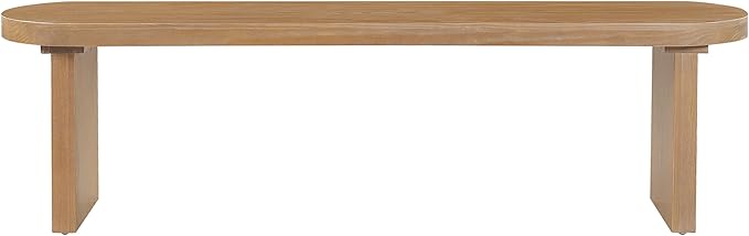 Christopher Knight Home Arford 62.8" Indoor Pine Dining Bench, Solid Wood Bench Seat for Dining Table, Modern Oval Dining Seat, Spacious Seating, Long Footstool for Living Room Dining Room, Pine Wood