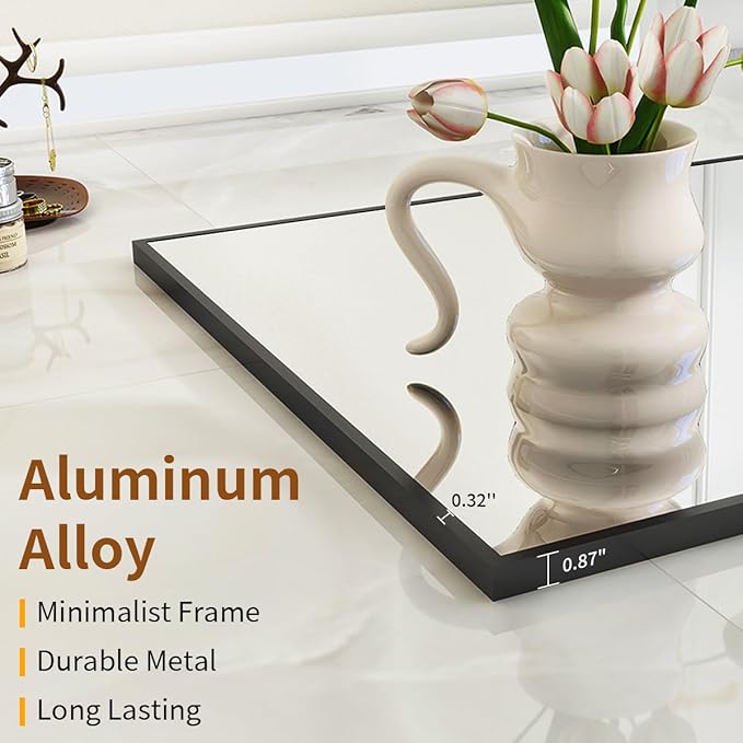 VooBang Oversized Full Length Mirror, 86" x 40" Floor Mirror with Stand, Aluminum Alloy Frame Full Body Mirror, Standing Hanging or Leaning Against Wall Bedroom Living Room, Black
