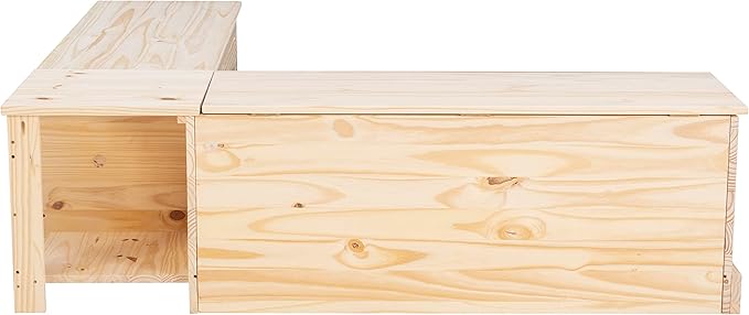 Linon Harris Unfinished Wood Backless Nook with Interior Storage