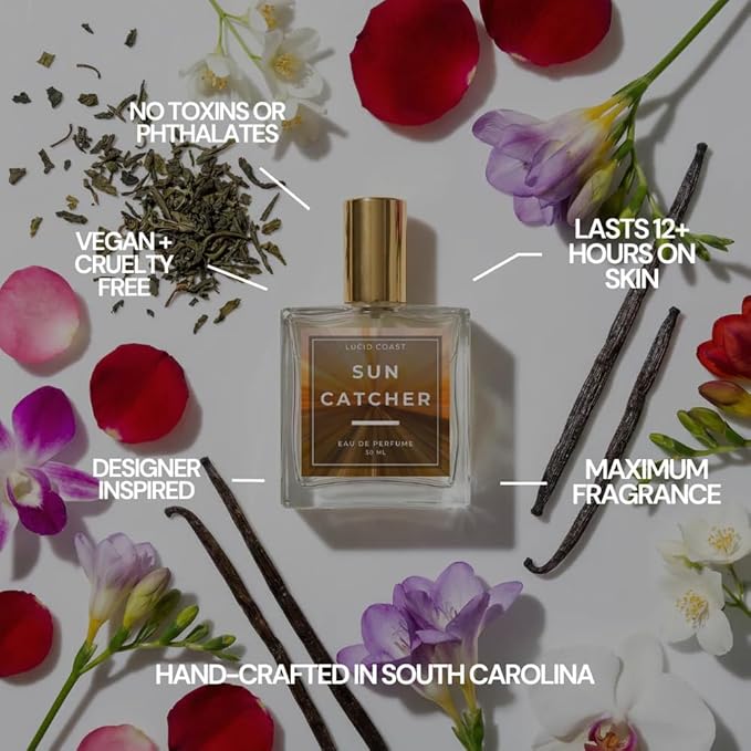 Lucid Coast Sun Catcher Perfume – Gourmand White Flowers – Inspired by Viktor&Rolf's Flowerbomb - Perfume Luxury - Pure Infused - Paraben-Free - Vegan - For Women - Fragrance