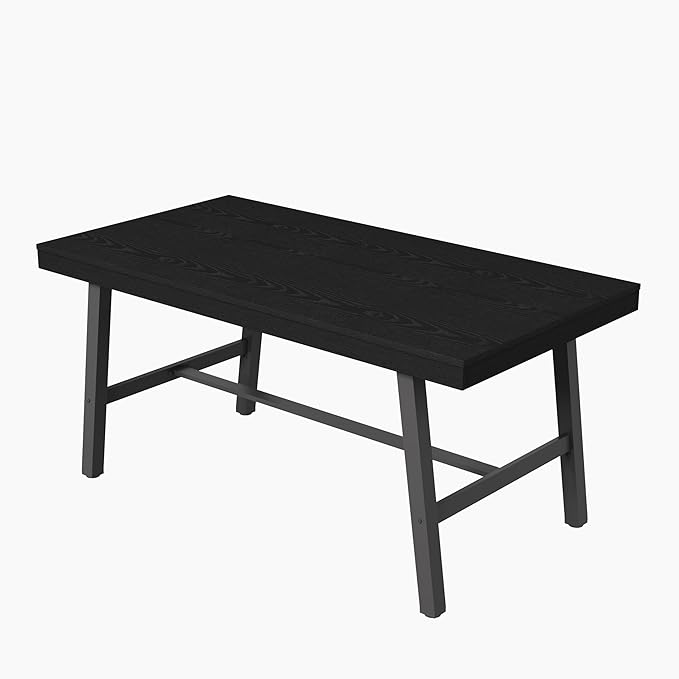 GarveeHome Industrial Dining Table for 2-4, 55" Heavy Duty Rectangular Kitchen Table with 2"×2" Metal Legs, Small Space Dining Table for Kitchen, Dining Room (Black, 55" Non-extendable)