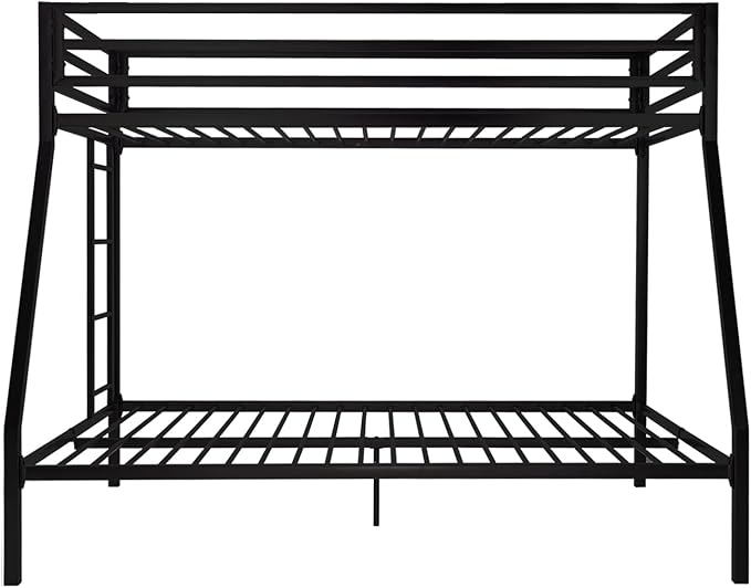 SHA CERLIN Loft Bunk Bed Twin Over Full Size with Ladder and Guardrail,Heavy Duty Metal Slats Support No Box Spring Needed Small Space Saving Furniture for Bedroom Dorm,Black