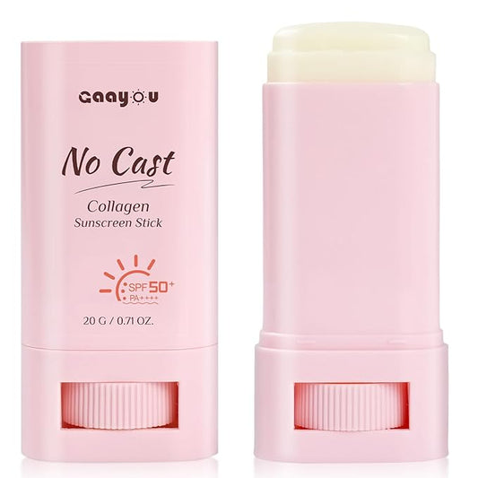 No Cast Sunscreen Stick SPF PA50++++ Collagen Sunscreen Korean Sunscreen Stick Soothing Moisture Matte Sun Stick for Face & Body Non Sticky, No White Cast