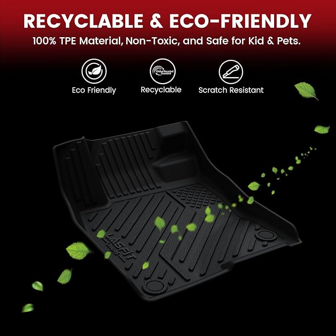 LASFIT Floor Mats for Honda Civic Sedan 2012 2013 2014 2015, All Weather TPE Custom Fit Floor Liner, 1st & 2nd Row, Black