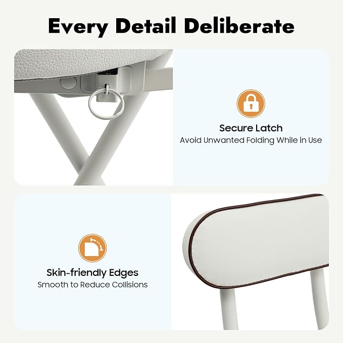 2 PCS Folding Stool with Back 38.5 inch Tall Foldable Stool with Cushioned Padded Folding Bar Stools Metal Portable Chair Stools for Outdoor Indoor Kitchen Shop Cafe Garden Camping (White)
