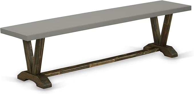 East West Furniture VB797 V-Style Modern Kitchen Bench with Solid Wood Seat, 72x15x18 Inch, Multi-Color