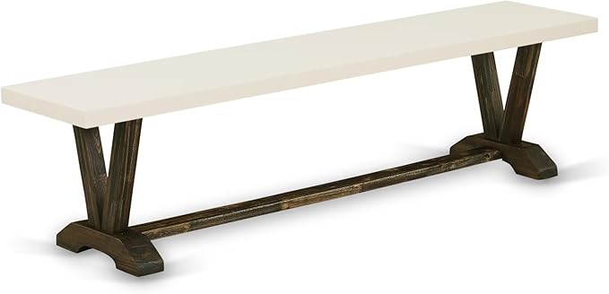 East West Furniture VB727 V-Style Modern Dinette Bench with Wooden Seat, 72x15x18 Inch, Multi-Color