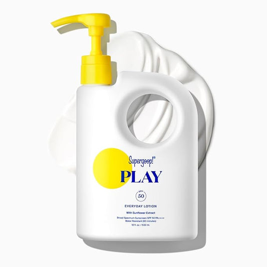 Supergoop! PLAY Everyday Lotion SPF 50 - Broad Spectrum Body & Face Sunscreen - Great for Active Days - Fast Absorbing, Water & Sweat Resistant - 18 fl oz