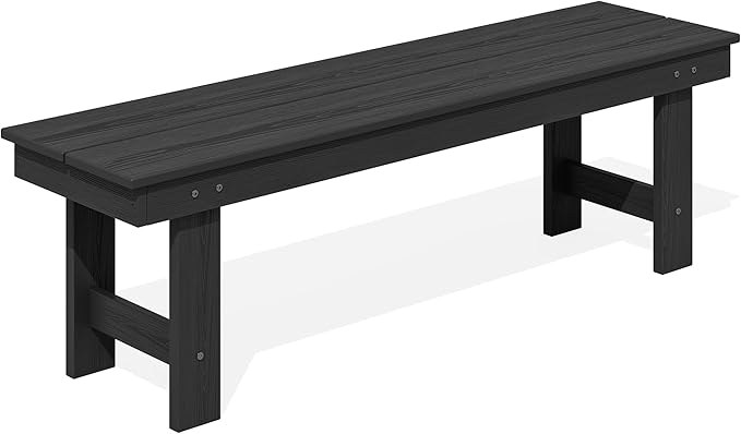 SERWALL 2-Person Outdoor Bench Backless, HDPE Outdoor Benches Weatherproof, 660 Lbs Weight Capacity, Poly Lumber Patio Furniture for Garden, Porch and Park, Black