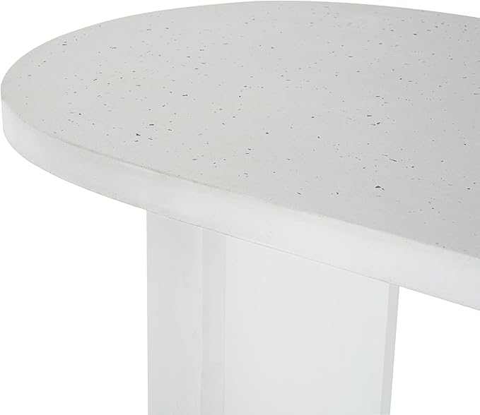Christopher Knight Home Duro 6-Piece Outdoor Dining Set, Terrazzo Concrete Dining Table and Bench with 4 Acacia Wood Wicker Chairs, Patio Dining Table Set for Garden/Backyard, Light Brown+Teak+White