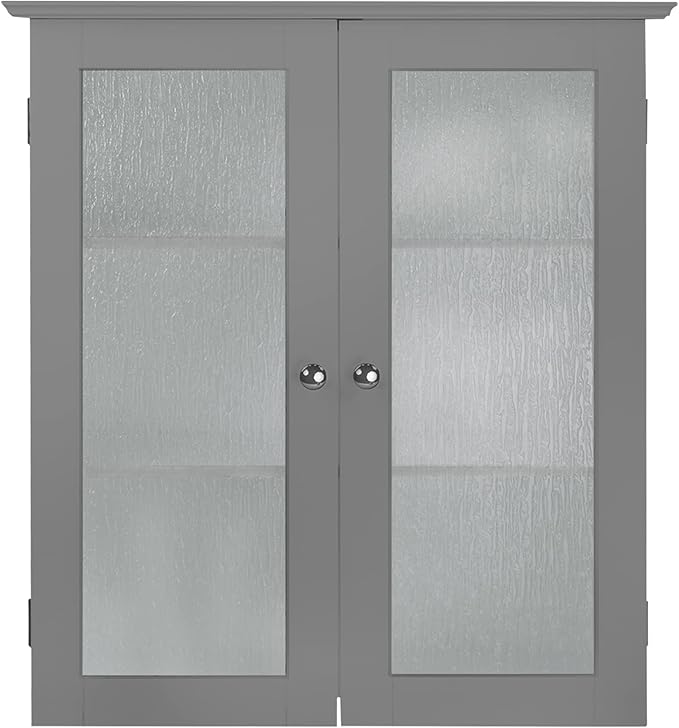 Teamson Home Connor Removable Wall Cabinet with 2 Glass Doors and 2 Adjustable Shelves, Gray