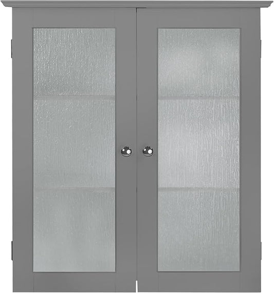 Teamson Home Connor Removable Wall Cabinet with 2 Glass Doors and 2 Adjustable Shelves, Gray