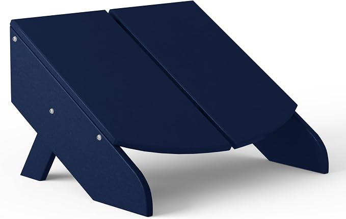 Costaelm Seaview Modern HDPE Plastic Folding Patio Adirondack Ottoman, Navy Blue