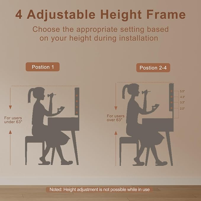 Solid Wood Vanity with Mirror and Lights, Adjustable Brightness, Wood Makeup Vanity with 3 Drawers, Semi-Assembled, Vanity Desk for Bedroom (Natural)