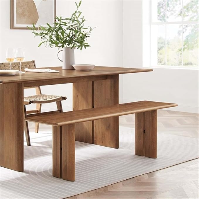 Modway EEI-6344-WAL Amistad 58" Wood Bench, Walnut
