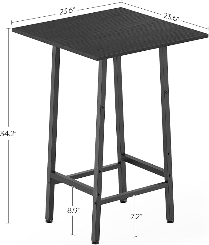 YATINEY Bar Table, Kitchen Dining Table, Bar Counter Height Table, Pub Color Matching Breakfast Table, for Dining Room, Tavern, Coffee Corner, Party, Black BT02BB