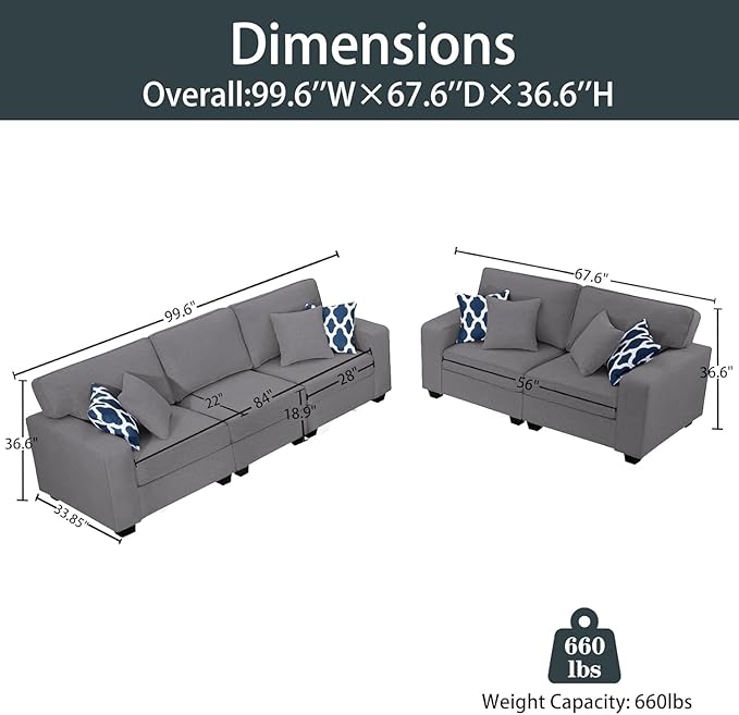 Legend Vansen Oversized Modular Sectional Sofa,U/L‑Shaped Reversible Couch with Ottoman,Deep Seat Plush Polyester Sofa for Living Room,5‑Seater,Dark Grey