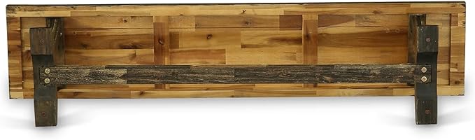 East West Furniture VB777 V-Style Dining Bench with Wooden Seat, 72x15x18 Inch, Multi-Color