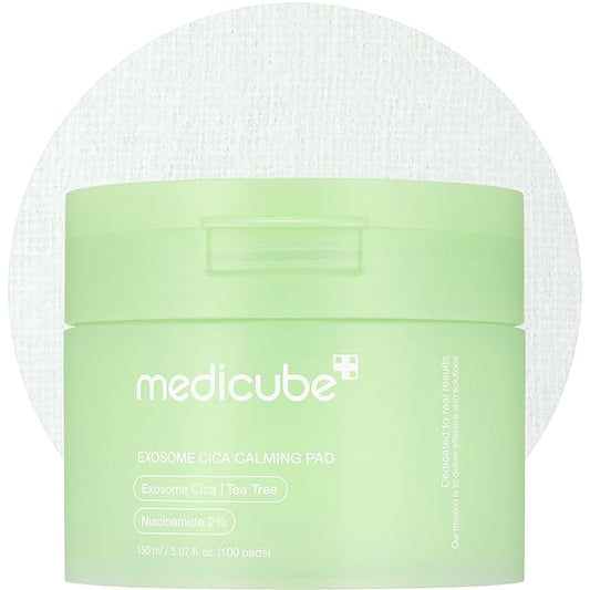 medicube Toner Pads Exosome CICA Tea Tree Calming Toner Pad for Sensitive Skin | Centella Asiatica for Redness, Breakouts | Low-irritating & Hydrating Care | Korean Skincare, 100 Pads (1 Pack)