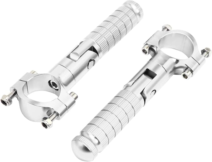 Foot Pegs Non-sliding Footrest Motorcycle Bicycle Folding Foot Pegs 90 Degree Foldable Electric Motorbike Passenger Footrests Rearsets Rear Set Footpegs Foot Rest Pedals (Silver)