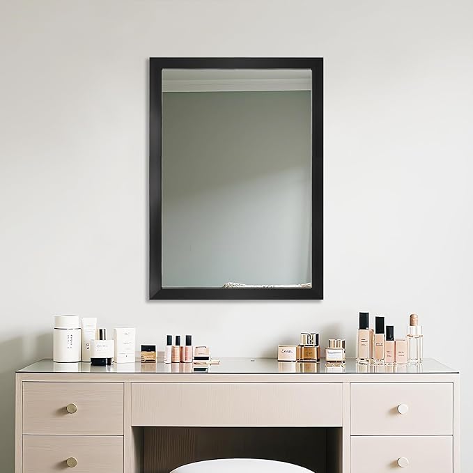 Ruomeng Rectangular Wall Mirror 20" x 28" for Bathroom, Bedroom, Entryway, Living Room, Black