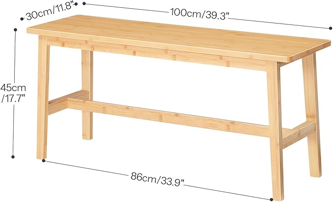 HOOBRO 39.3'' Bamboo Dining Bench, Farmhouse Table Bench, Kitchen & Living Room Furniture, Easy to Assemble, Sturdy and Stable, Natural YL03CD01G2