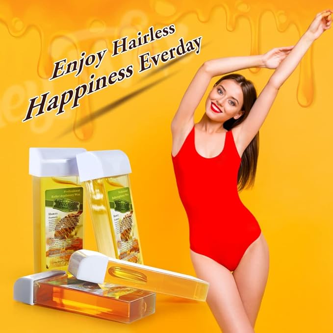 Liddy Dance 脱毛ワックスローラー詰め替えキット – ボディ、脚、腕用ソフトワックスカートリッジ（3.52オンス、4個パック）