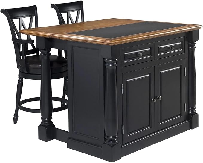 Monarch Black/Distressed Oak Kitchen Island with Granite Top by Home Styles