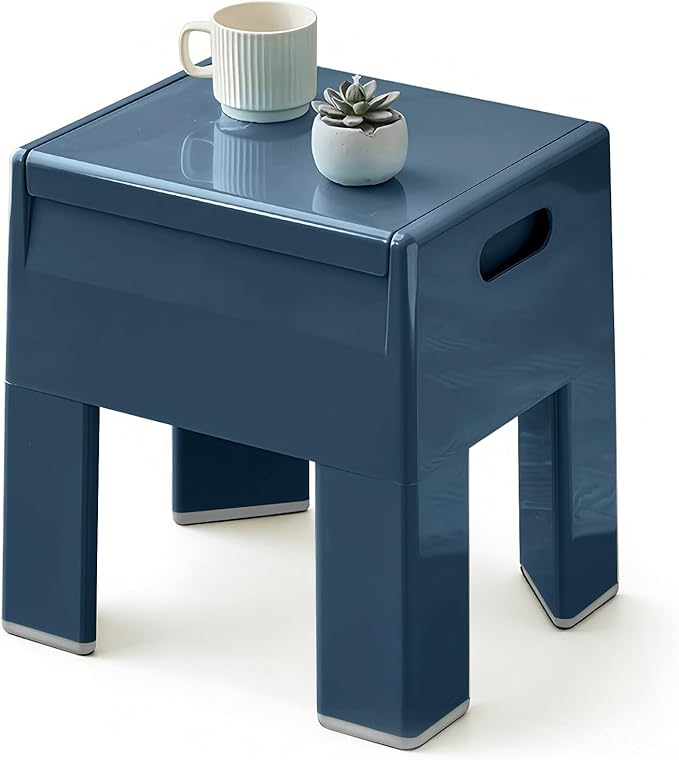 Nightstand Bedside Table with Storage Space, Multifunctional Colorful Plastic End Table Small Side Table for Bedroom, Dorm and Small Spaces, Easy Assembly(11.8" D x 15" W x 15.7" H, Blue)