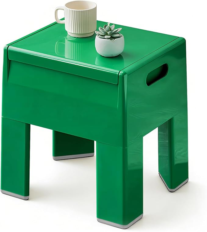 Nightstand Bedside with Storage Space, Multifunctional Colorful Plastic End Table Small Side Table for Bedroom, Dorm and Small Spaces, Easy Assembly(11.8" D x 15" W x 15.7" H, Green)