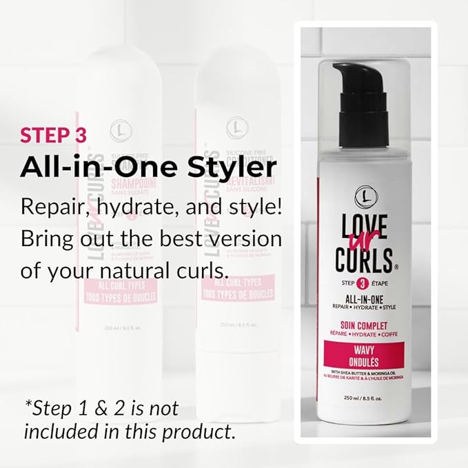 Love Ur Curls LUS Brands オールインワンスタイラー 天然ウェーブヘア用 8.5オンス - 1ステップで補修、保湿、スタイリング - ベタつかず、ゴワつかないヘアケア シアバターとモリンガ配合 | 補修、保湿、ゴワつかず、ベタつかない